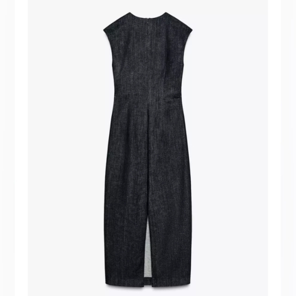 Zara Gold Applique Denim Midi Dress - Picture 9 of 10